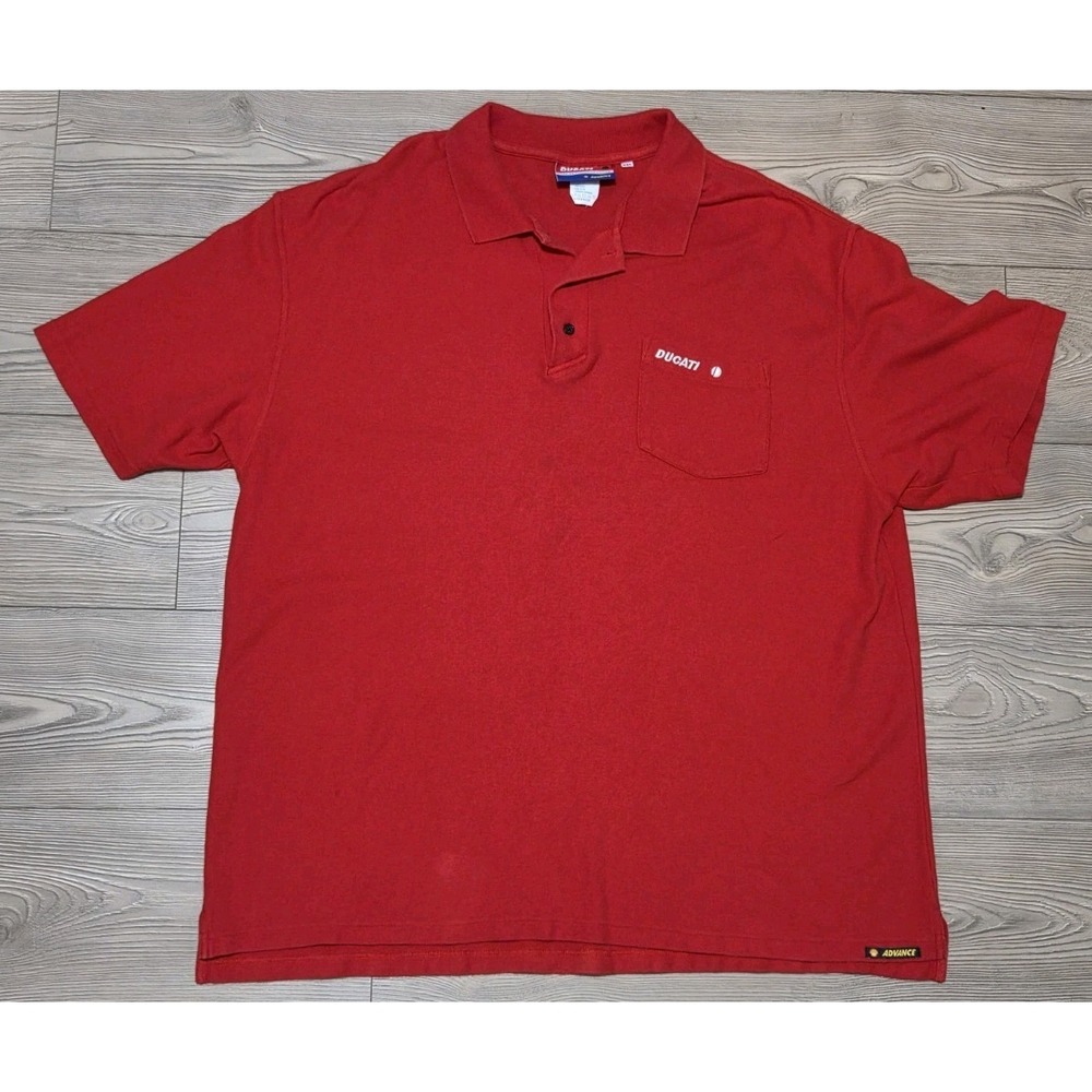 Vintage DUCATI Polo Shirt Red Mens Size XXL Racing Advance